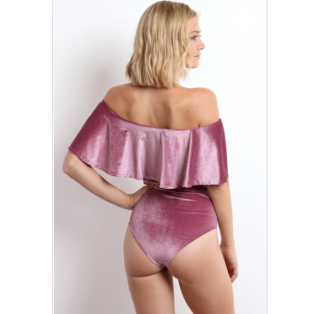 VELVET BODYSUIT WITH SNAP BUTTON CLOSURE - Picture 3 of 5